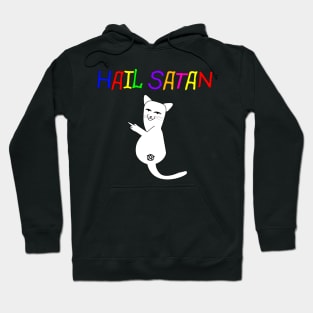 Hail Satan Middle Finger Cat Hoodie